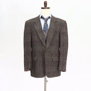 Bill Blass 44R Brown Check Two Button Sport Coat Blazer Jacket O291